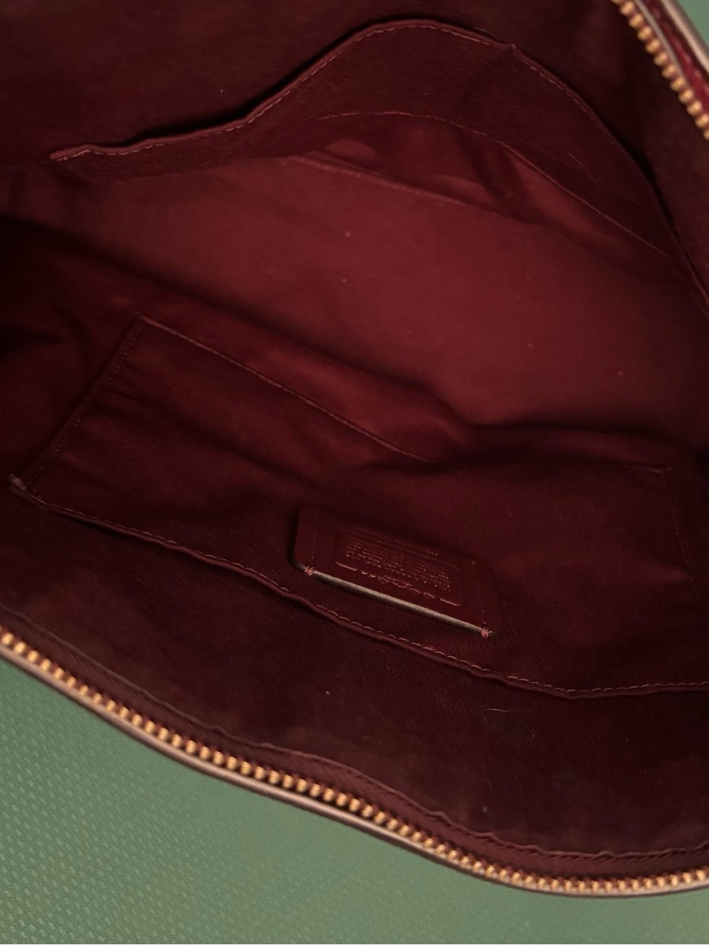 Coach Burgundy Pebbled Leather Tote with Gold Hardware - Picture 8 of 11